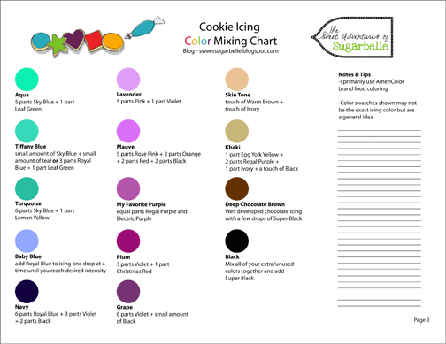 Color Chart and Printing Help - The Sweet Adventures of Sugar Belle