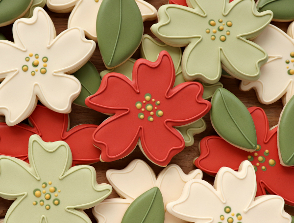 Whimsical Decorated Poinsettia Cookies - The Sweet Adventures of